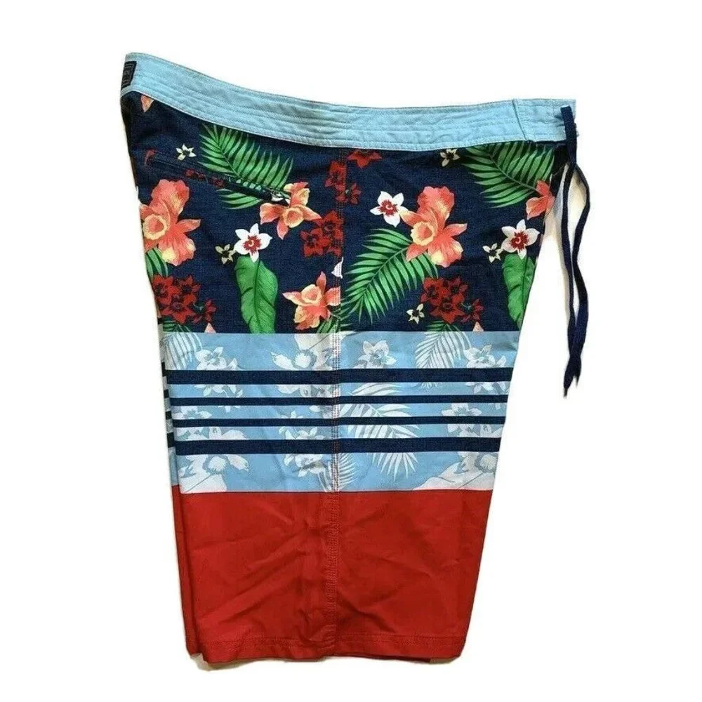 Burnside Board Shorts Swim Trunks Mens 36‎ Hawaiian Tropical Beach Colorful